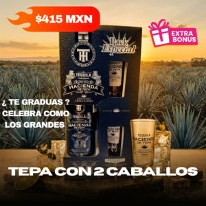 HACIENDA DE TEPA REPOSADO CRISTALINO 750ML + DOS CABALLITOS